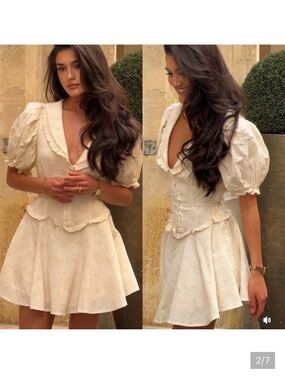 For Love And Lemons gigi Puff-Sleeve Mini Dress NWT